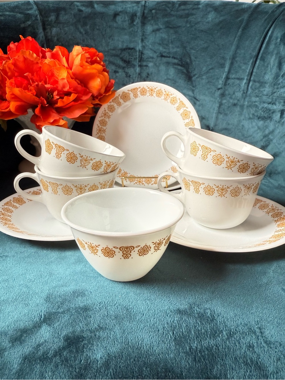 Corelle White Dinnerware Set with Gold Floral Trim